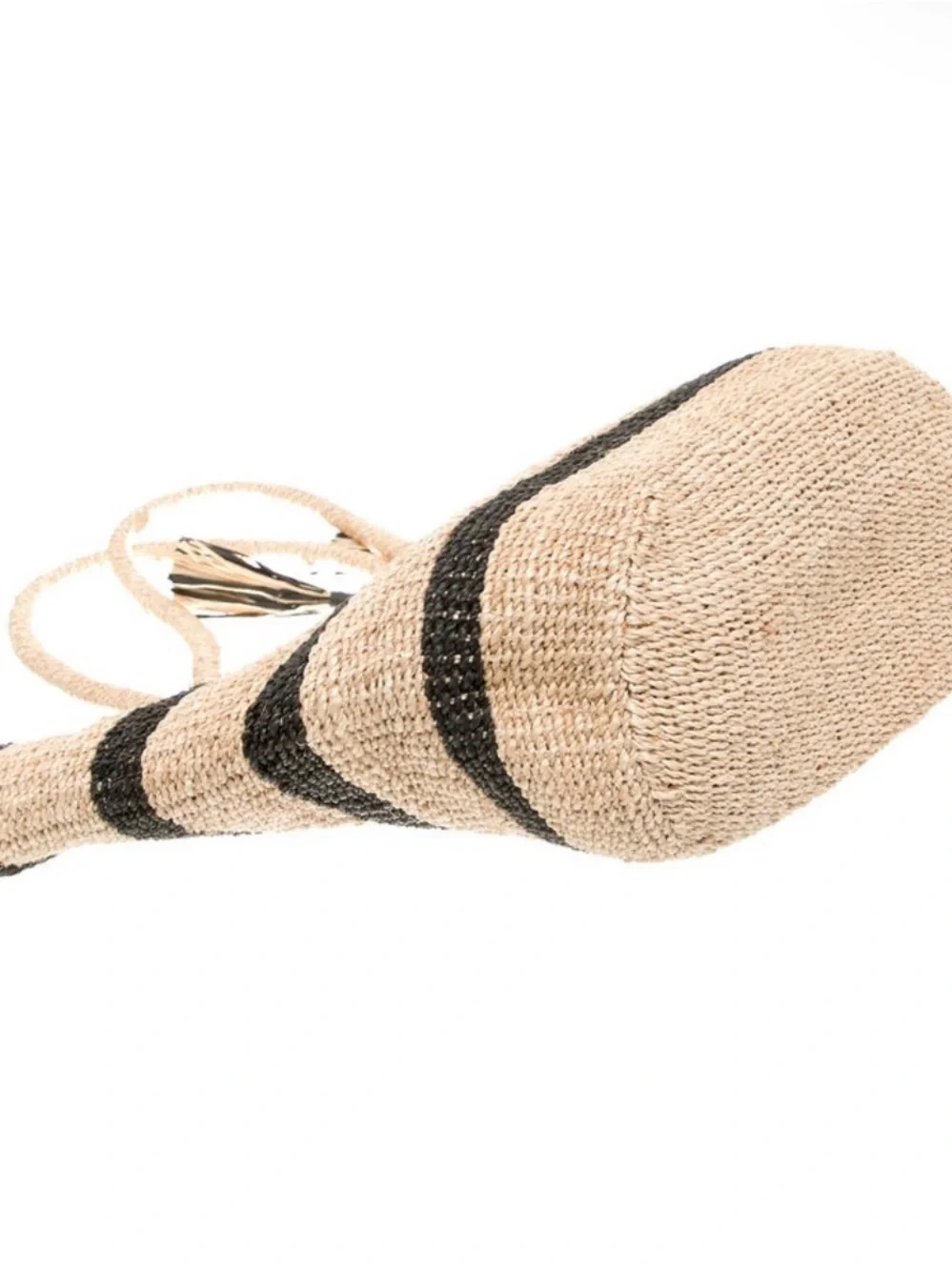 KAYU Striped Straw Tote Bag with Tassels, KAYU beach bag